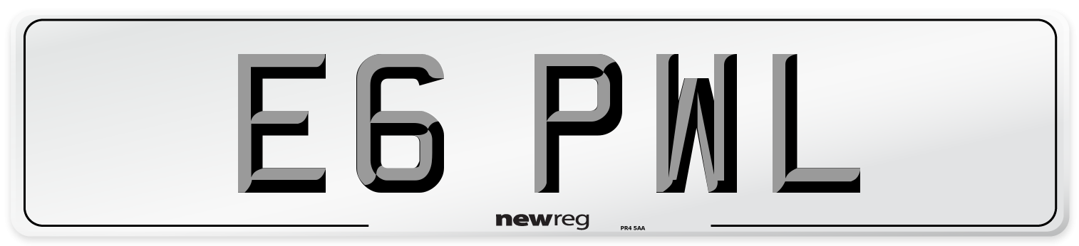 E6 PWL Number Plate from New Reg